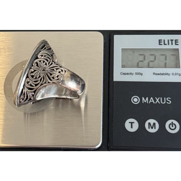 Konstantino Sterling Silver & 18k Yellow Gold Topaz Cocktail Ring SZ 7.5 /22.77g - Picture 7 of 8